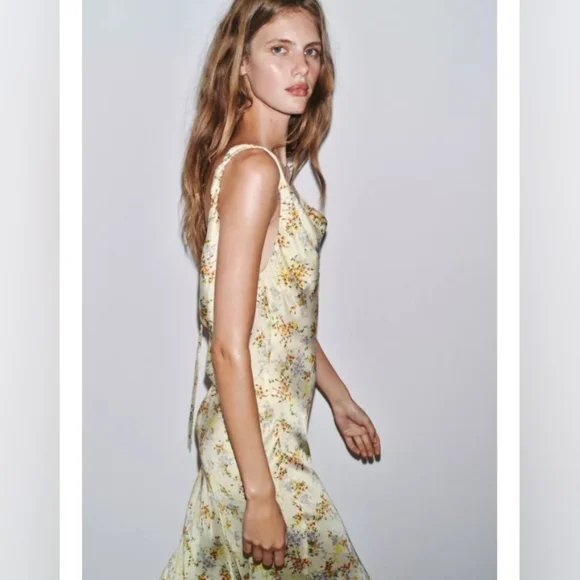 Zara ZW Collection Long Printed Satin Dress - Picture 4 of 9